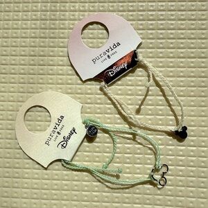 NWT 2x Pure Vida Disney Mickey Mouse Bracelet Silver Green Cream